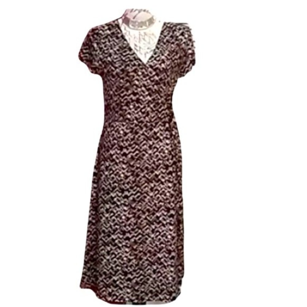 Wrap Midi Dress Brown Beige Red by Apt 9 Womens Medium